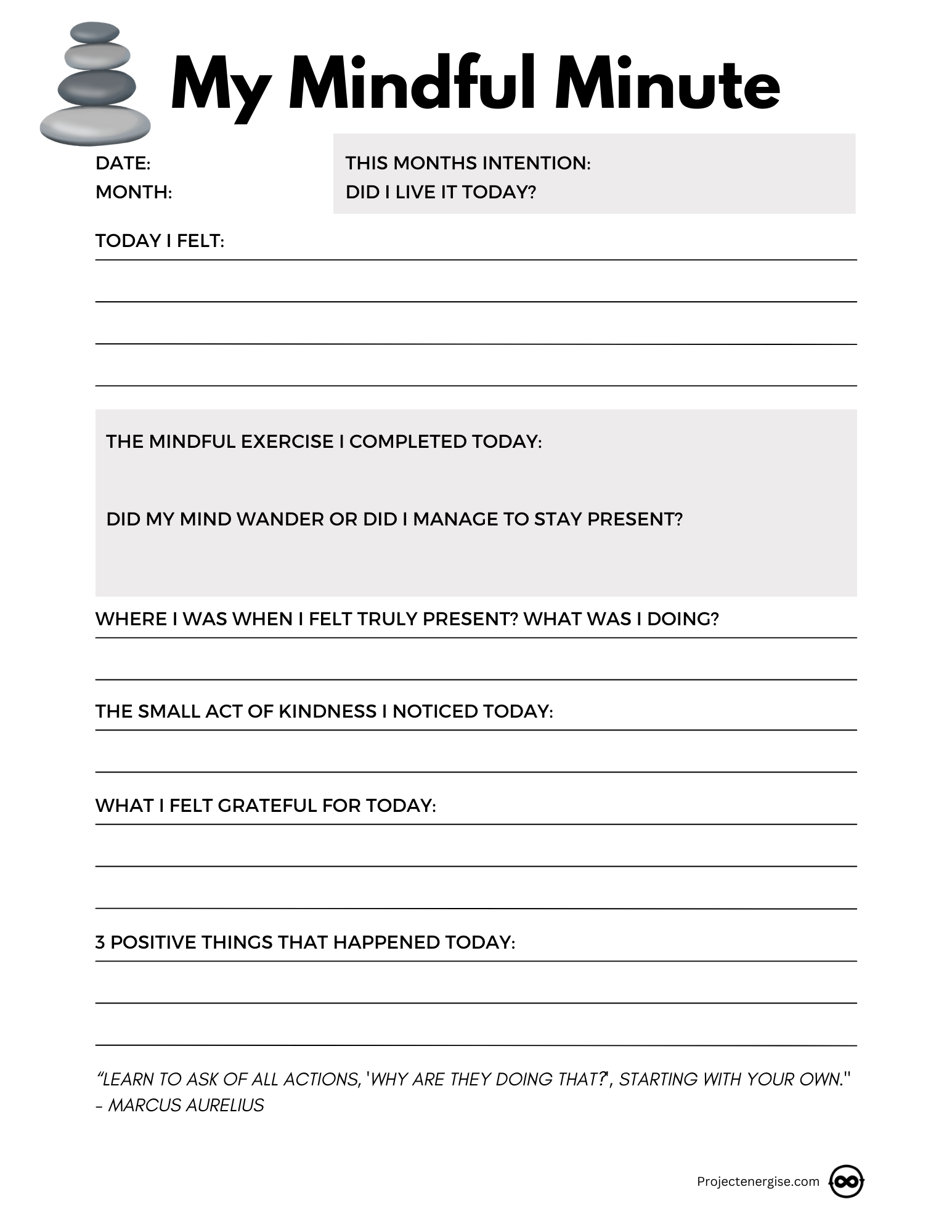 FREE Printable Mindfulness Journal Template